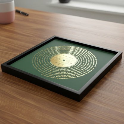 Personalised Vinyl Song Lyrics Metallic Gold Foil Print