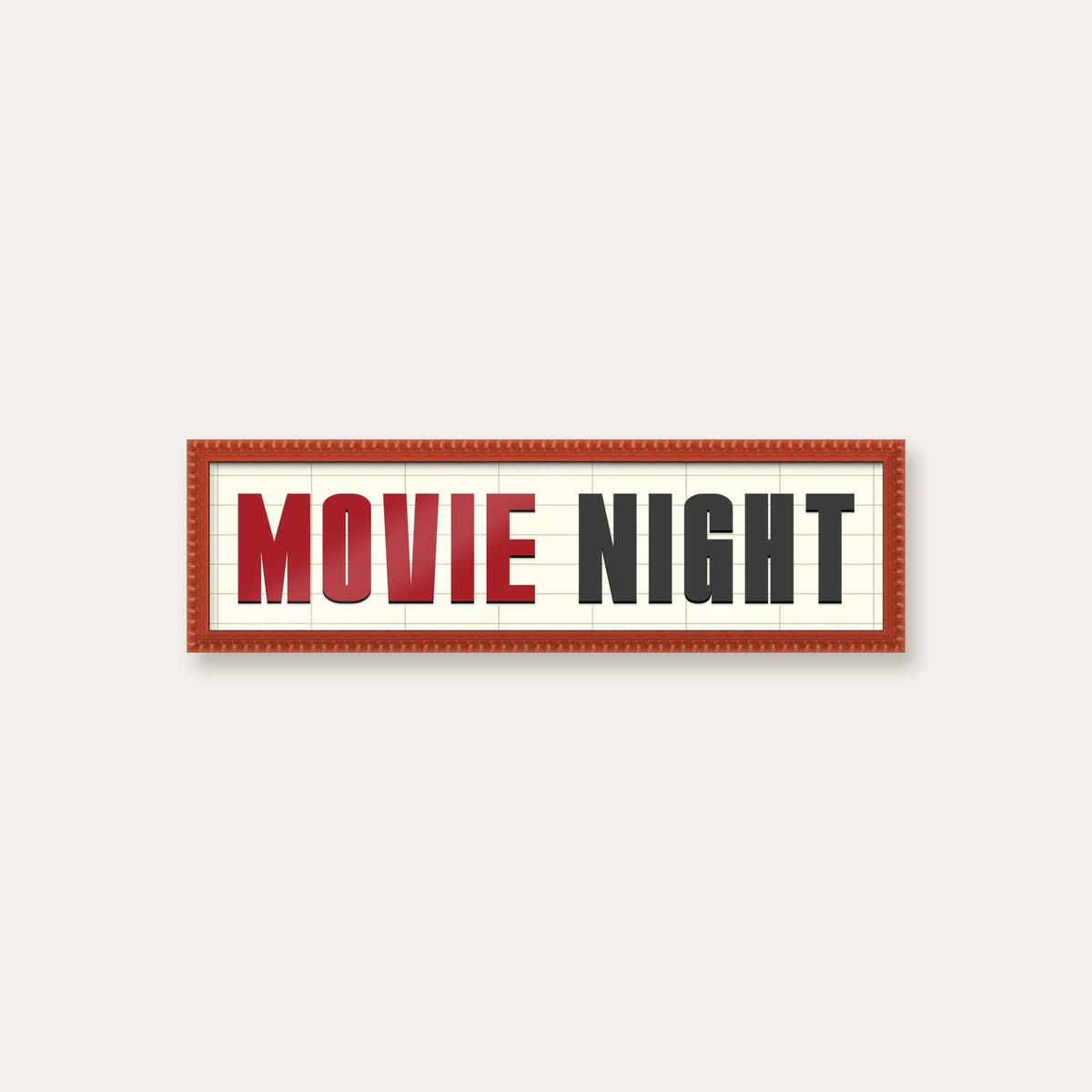 Movie Night panoramic print in a red bobbin frame