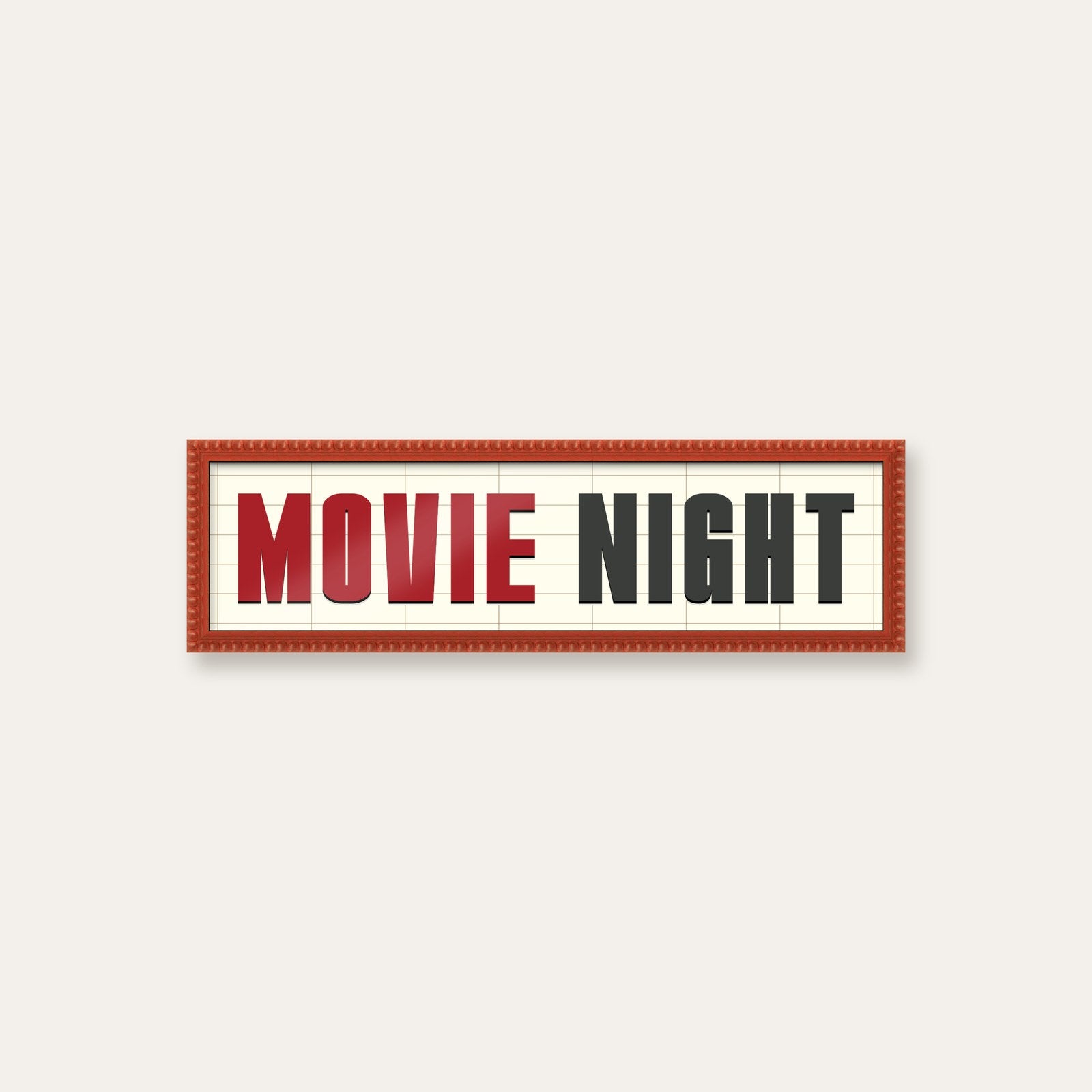 Movie Night panoramic print in a red bobbin frame