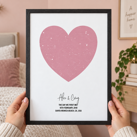 BB anniversary lifestyle 2026 | personalised-heart-star-map-print | close