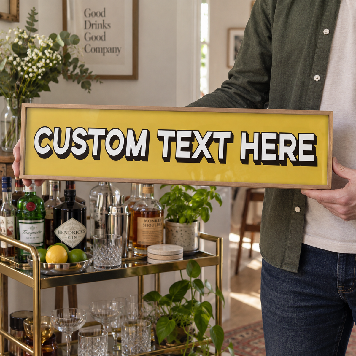 Custom Text Panoramic Print in a room setting