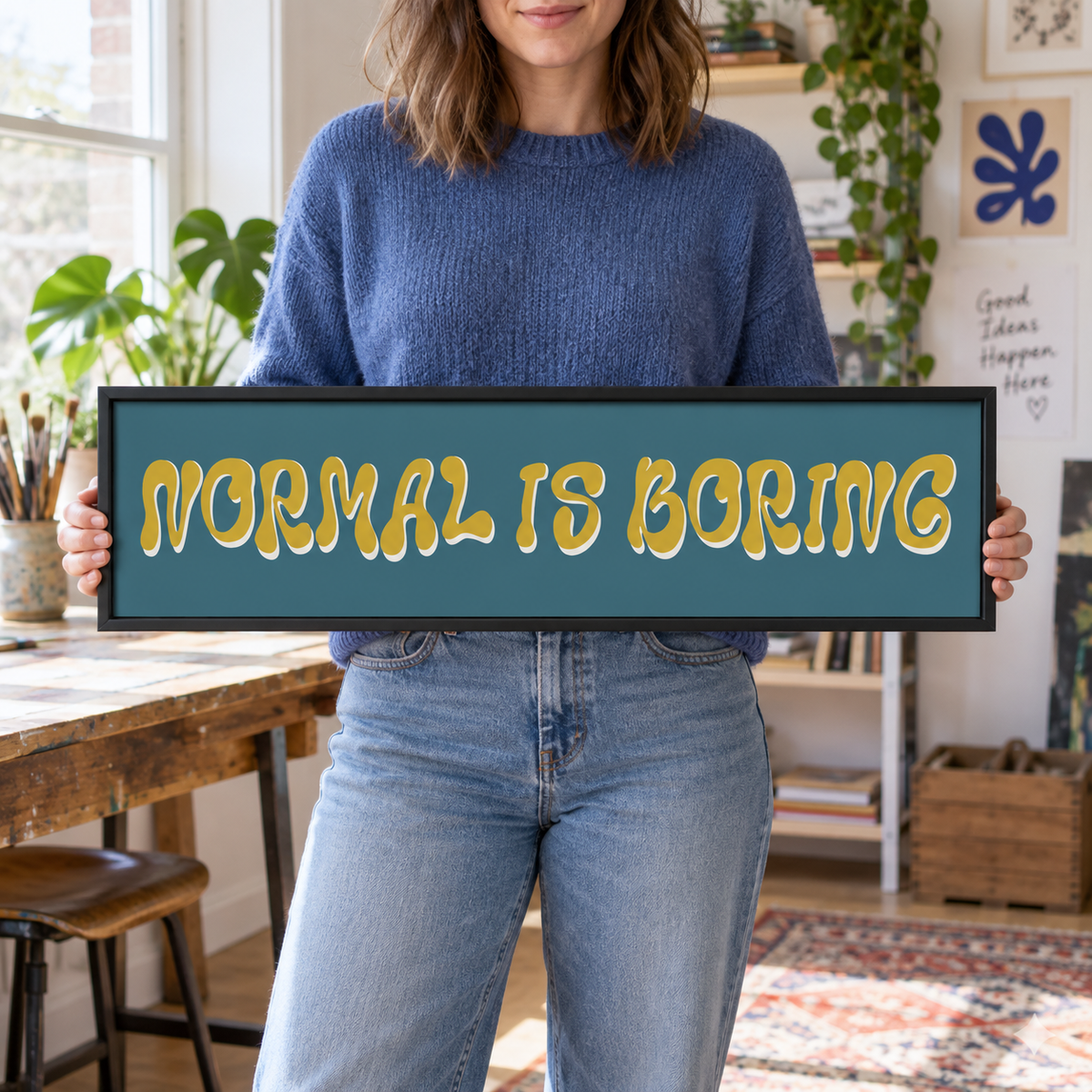 Normal Is Boring Panoramic Print in a room setting