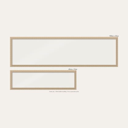 Cream bobbin panoramic frame shown in both sizes, 60cm x 15cm and 100cm x 25cm