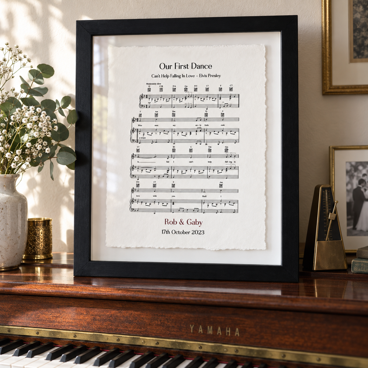 Personalised Sheet Music Handmade Sustainable Cotton Paper — close lifestyle view