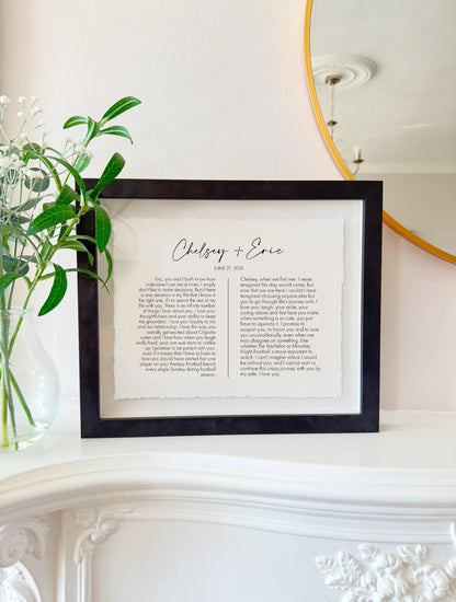 Personalised Wedding Vows Framed Print