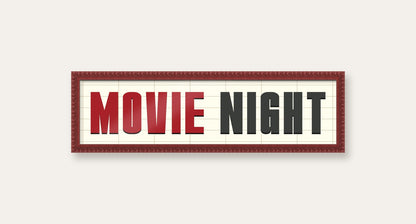 Movie Night panoramic print in a dark red bobbin frame