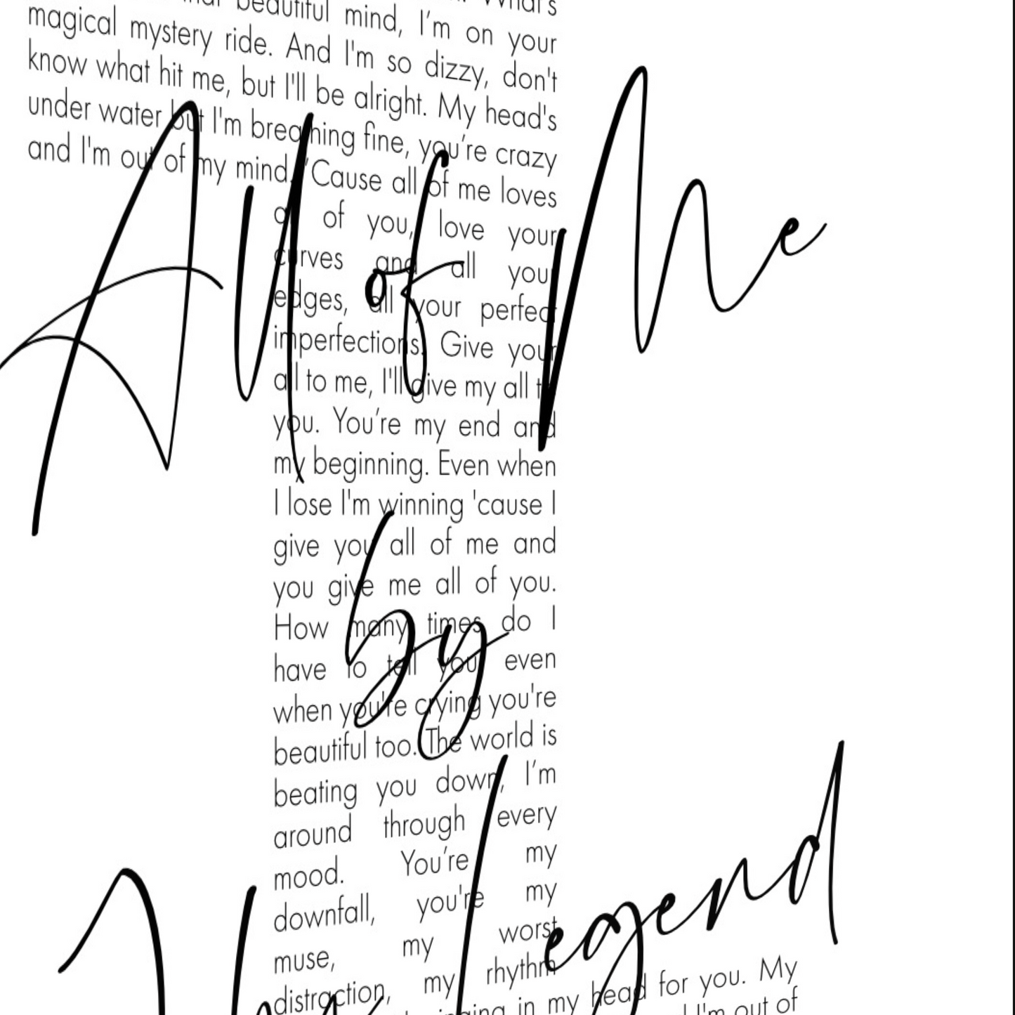 Personalised Song Lyrics Number Print