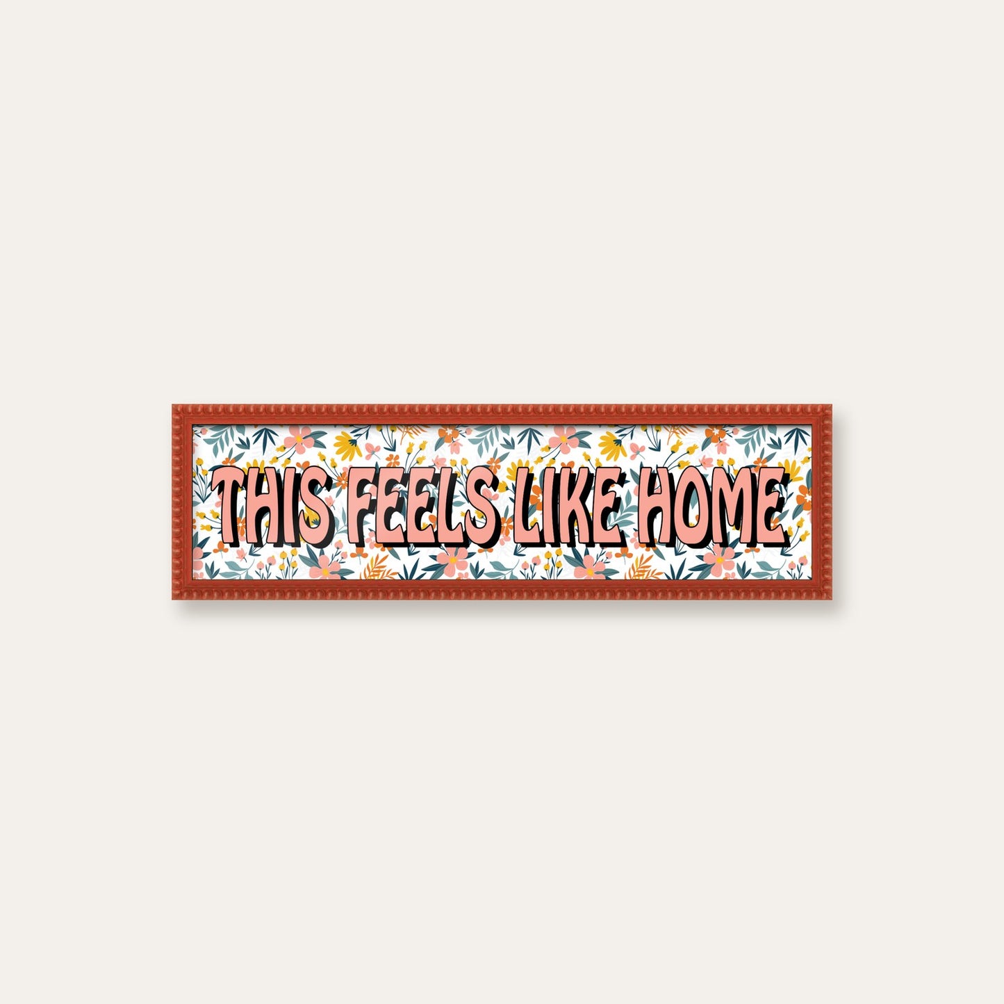 This Feels Like Home panoramic print in a red bobbin frame