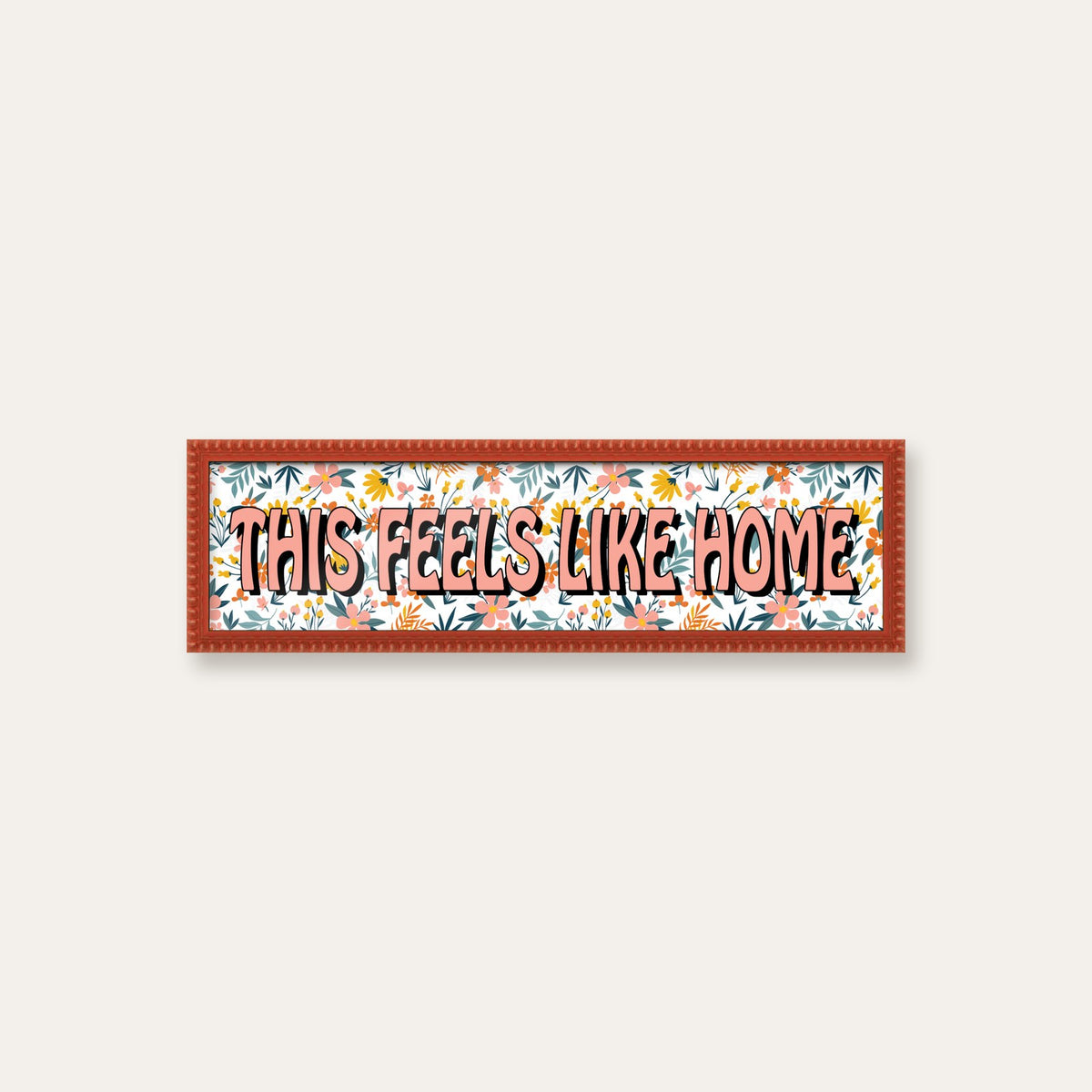 This Feels Like Home panoramic print in a red bobbin frame