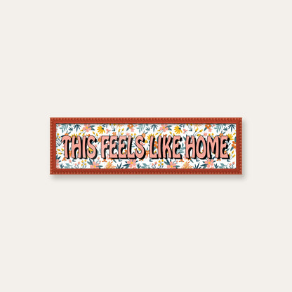 This Feels Like Home panoramic print in a red bobbin frame