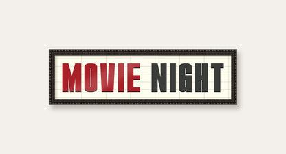Movie Night panoramic print in a black bobbin frame