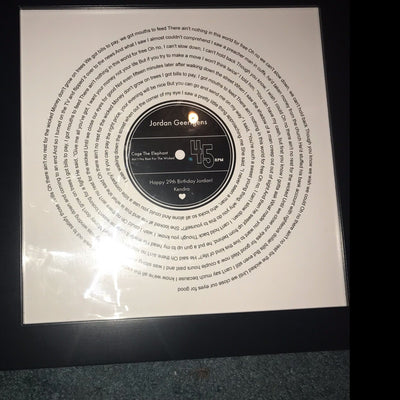 Customer photo — Personalised Vinyl Song Lyrics Record Print