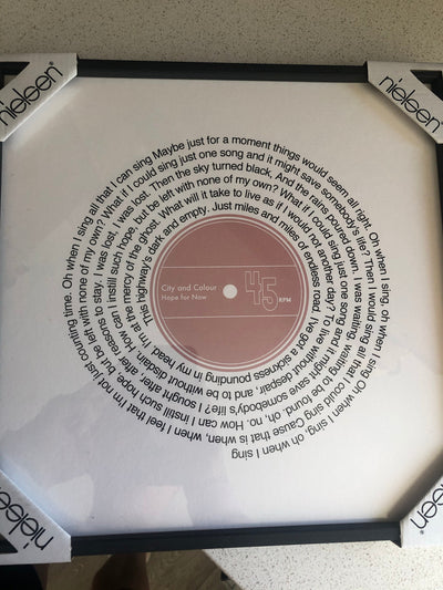 Customer photo — Personalised Vinyl Song Lyrics Record Print