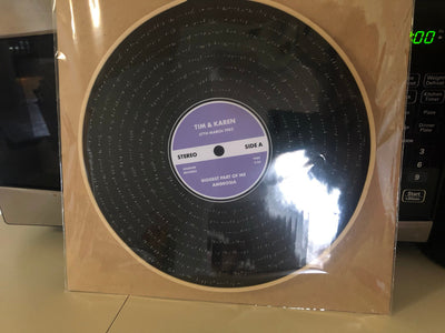 Customer photo — Personalised Song Lyrics Vinyl Record Cotton Canvas Circular Frame