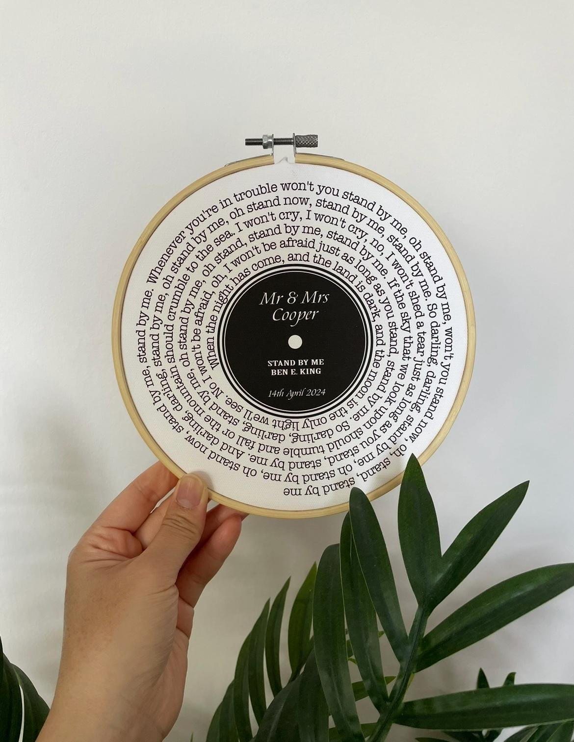 Vinyl Record Art Print | Personalised Favourite Song Lyrics | Cotton Canvas Circular Frame