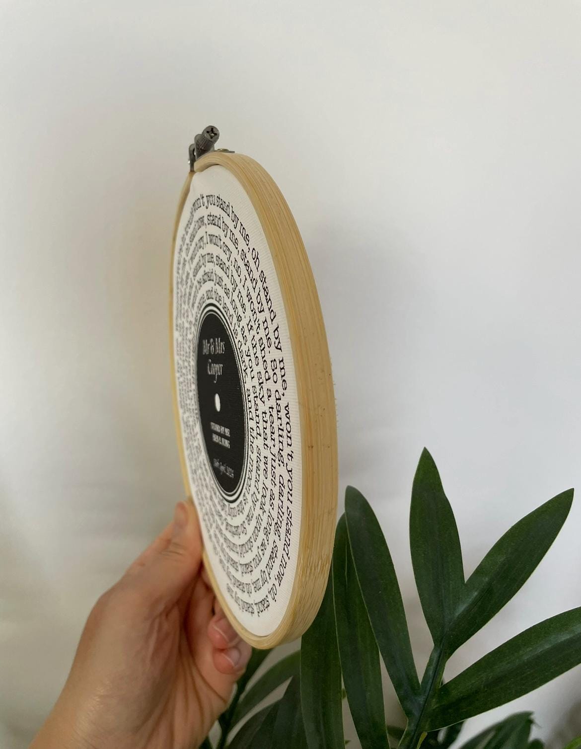 Vinyl Record Art Print | Personalised Favourite Song Lyrics | Cotton Canvas Circular Frame