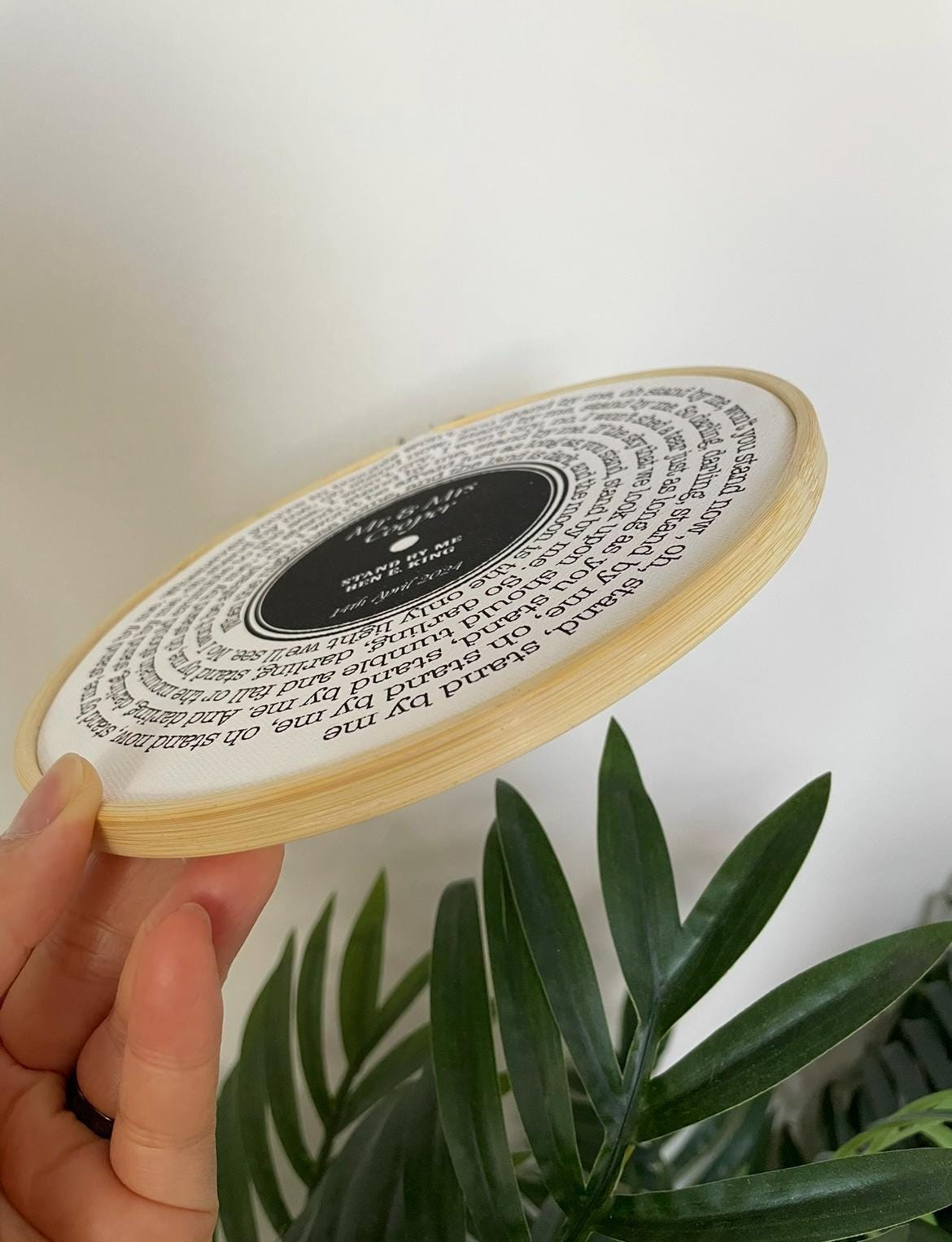 Vinyl Record Art Print | Personalised Favourite Song Lyrics | Cotton Canvas Circular Frame