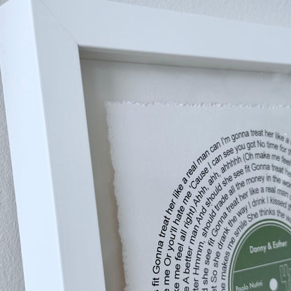 Personalised Song Lyrics Vinyl Record Float Mounted Frame