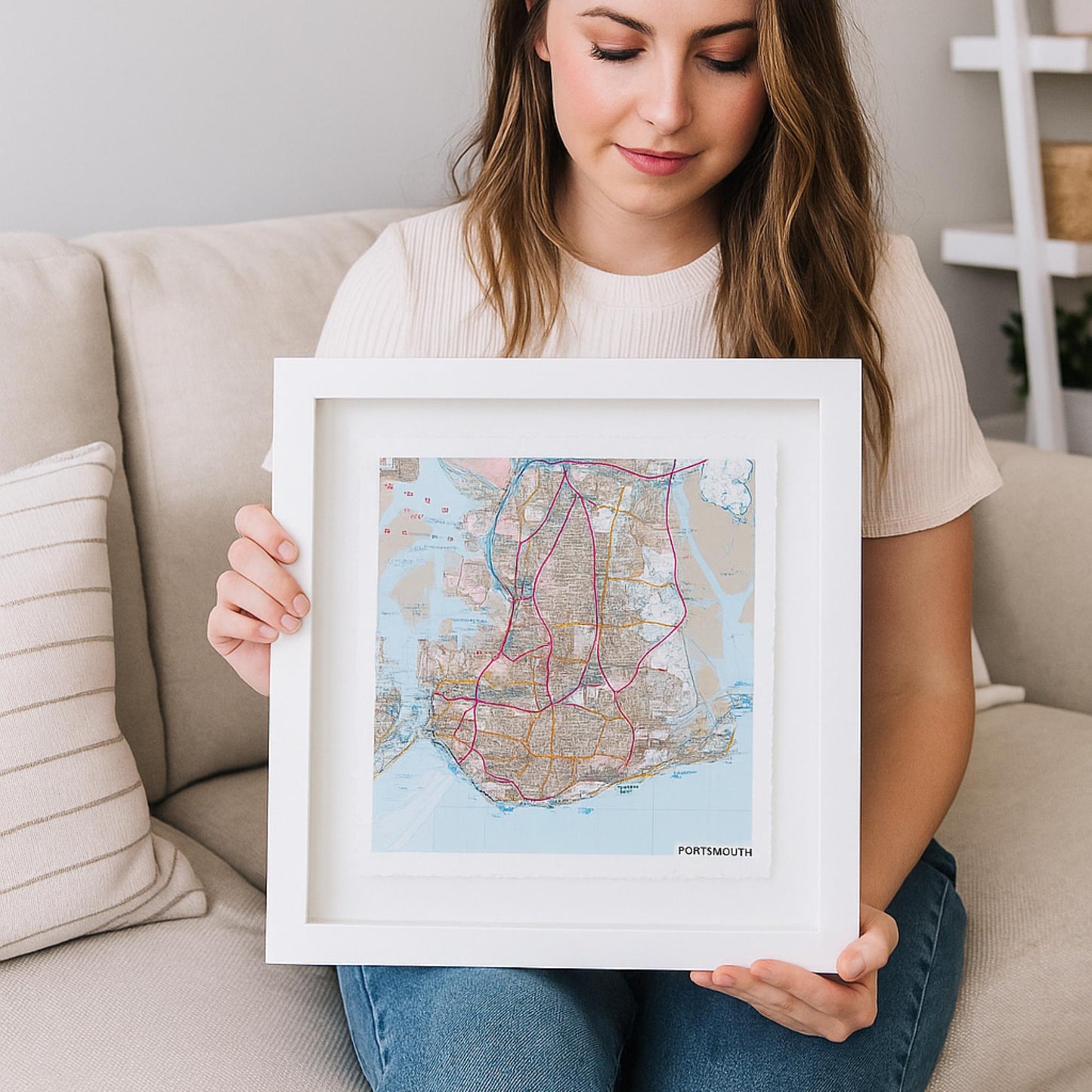 Personalised OS Map Print Float Mounted Frame