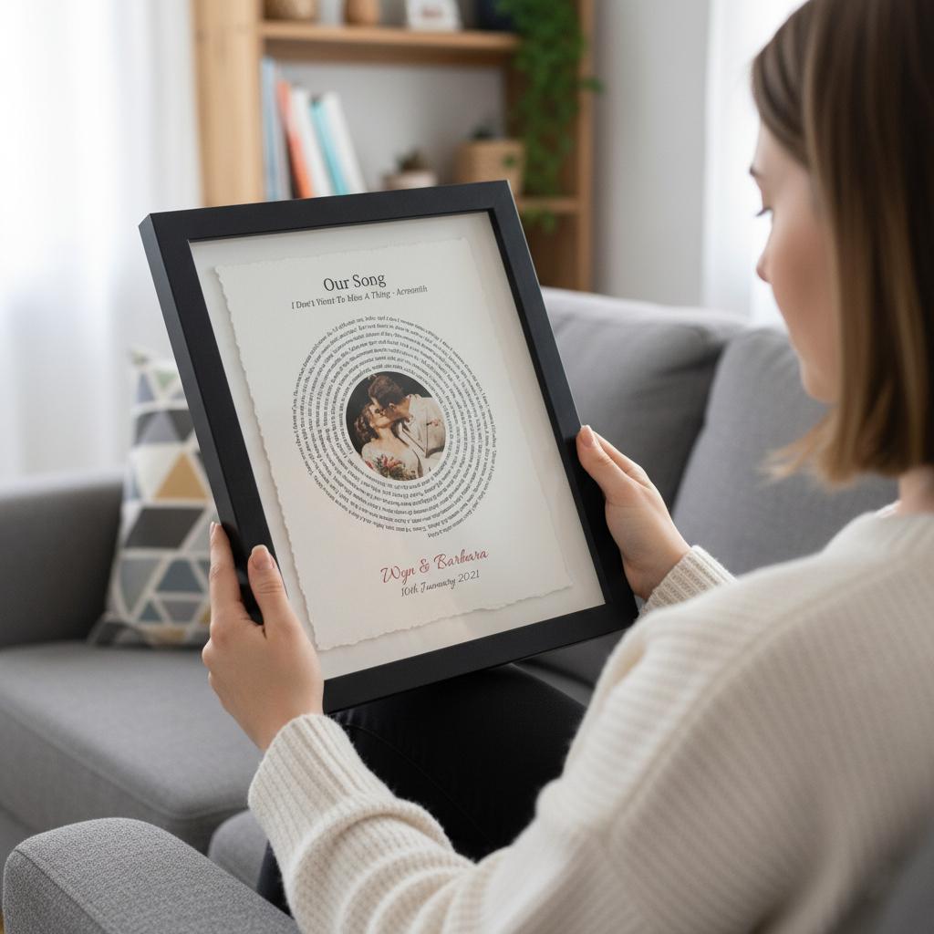 Personalised Song Lyrics Photo Print Float Mounted Frame