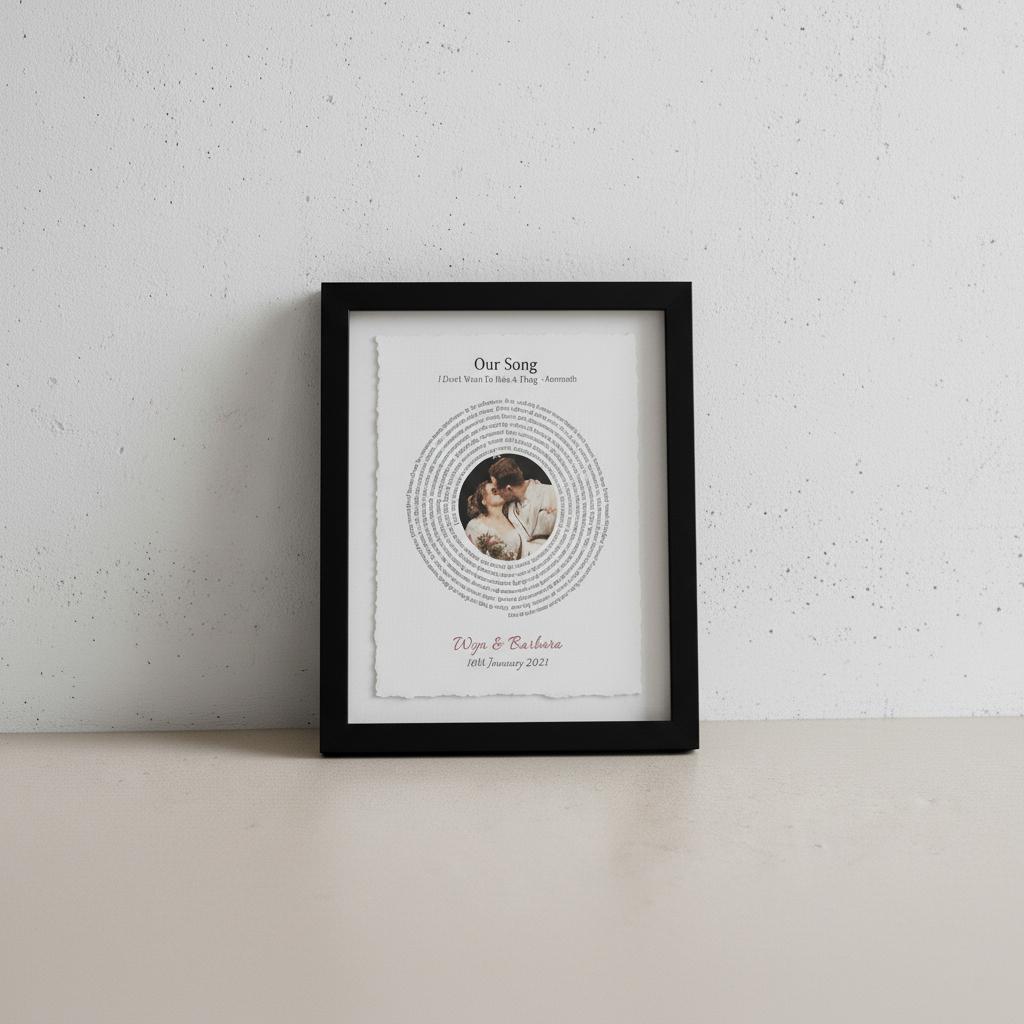 Personalised Song Lyrics Photo Print Float Mounted Frame