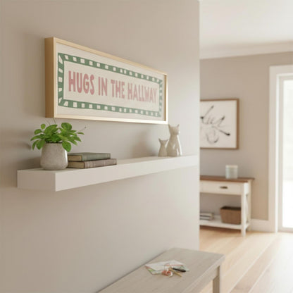Hugs in The Hallway Panoramic Print | Funny Hallway Wall Art