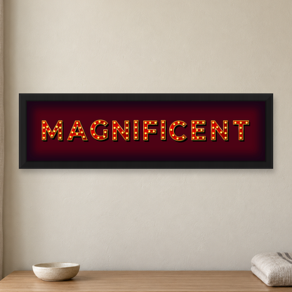 Magnificent Marquee Panoramic Print - close lifestyle view, matt black wood