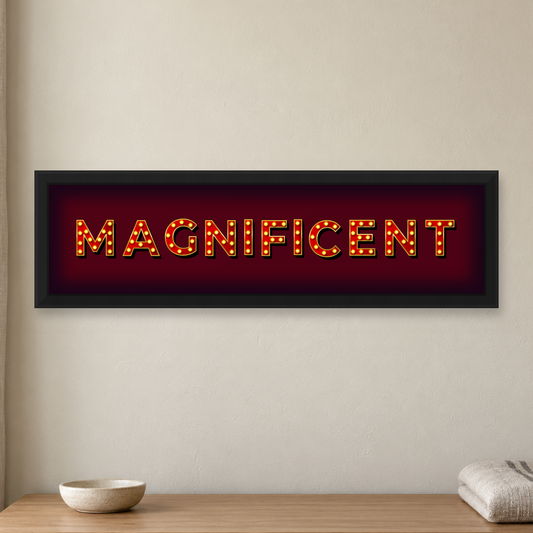 Magnificent Marquee Panoramic Print — close lifestyle view, matt black wood