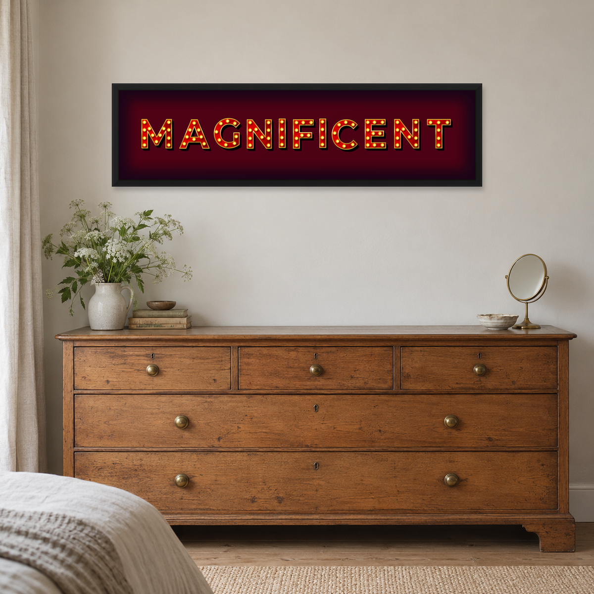 Magnificent Marquee Panoramic Print - wider room setting, matt black wood