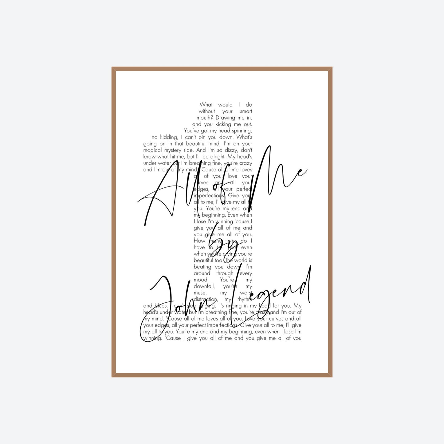 Personalised Song Lyrics Number Print