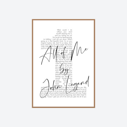 Personalised Song Lyrics Number Print
