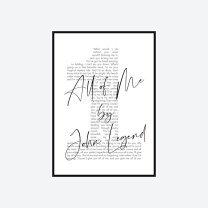 Personalised Song Lyrics Number Print