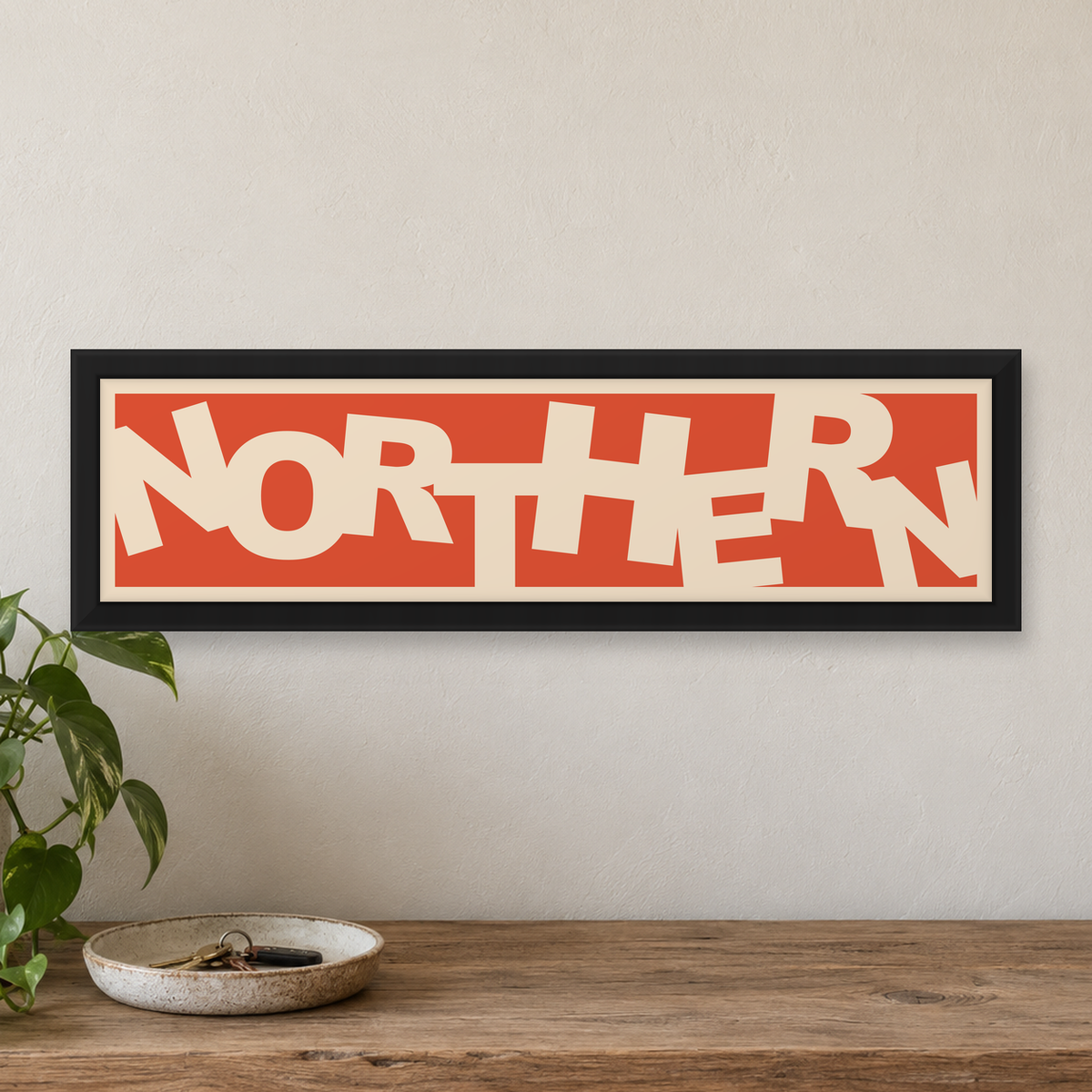 Northern Panoramic Print — close lifestyle view, matt black wood