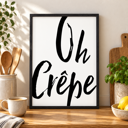 Oh Crepe Print — close lifestyle view, black oak frame