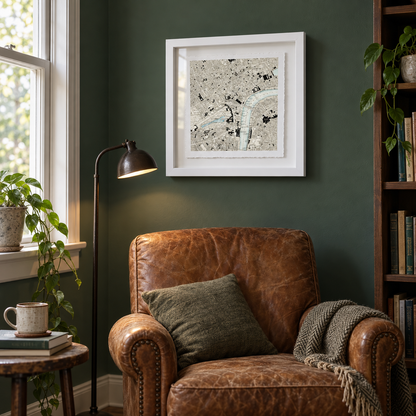 Personalised Old OS Map Print Float Mounted Frame — wider lifestyle view