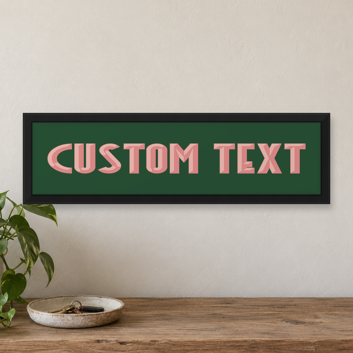 Personalised Art Deco Panoramic Print — close lifestyle view, matt black wood