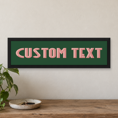 Personalised Art Deco Panoramic Print — close lifestyle view, matt black wood