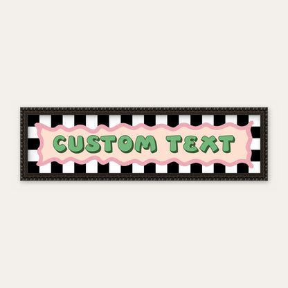 Personalised Checkerboard panoramic print in a black bobbin frame
