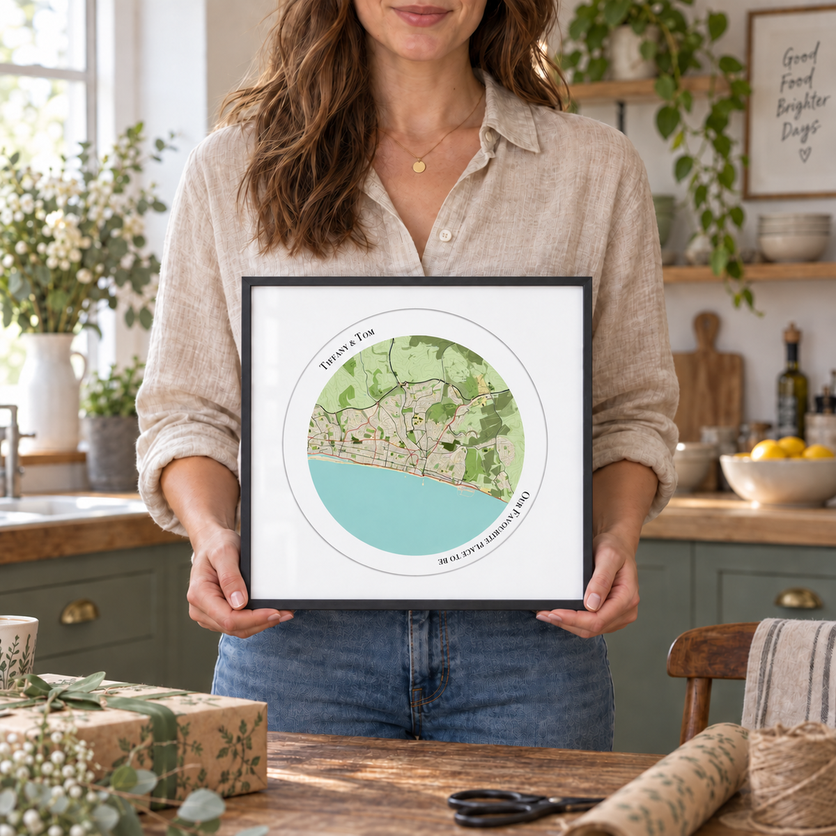 Personalised Circular Map Print — close lifestyle view