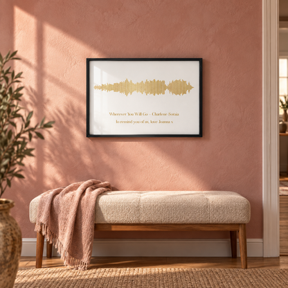 Personalised Gold Foil Favourite Song Sound Wave Print — wider lifestyle view