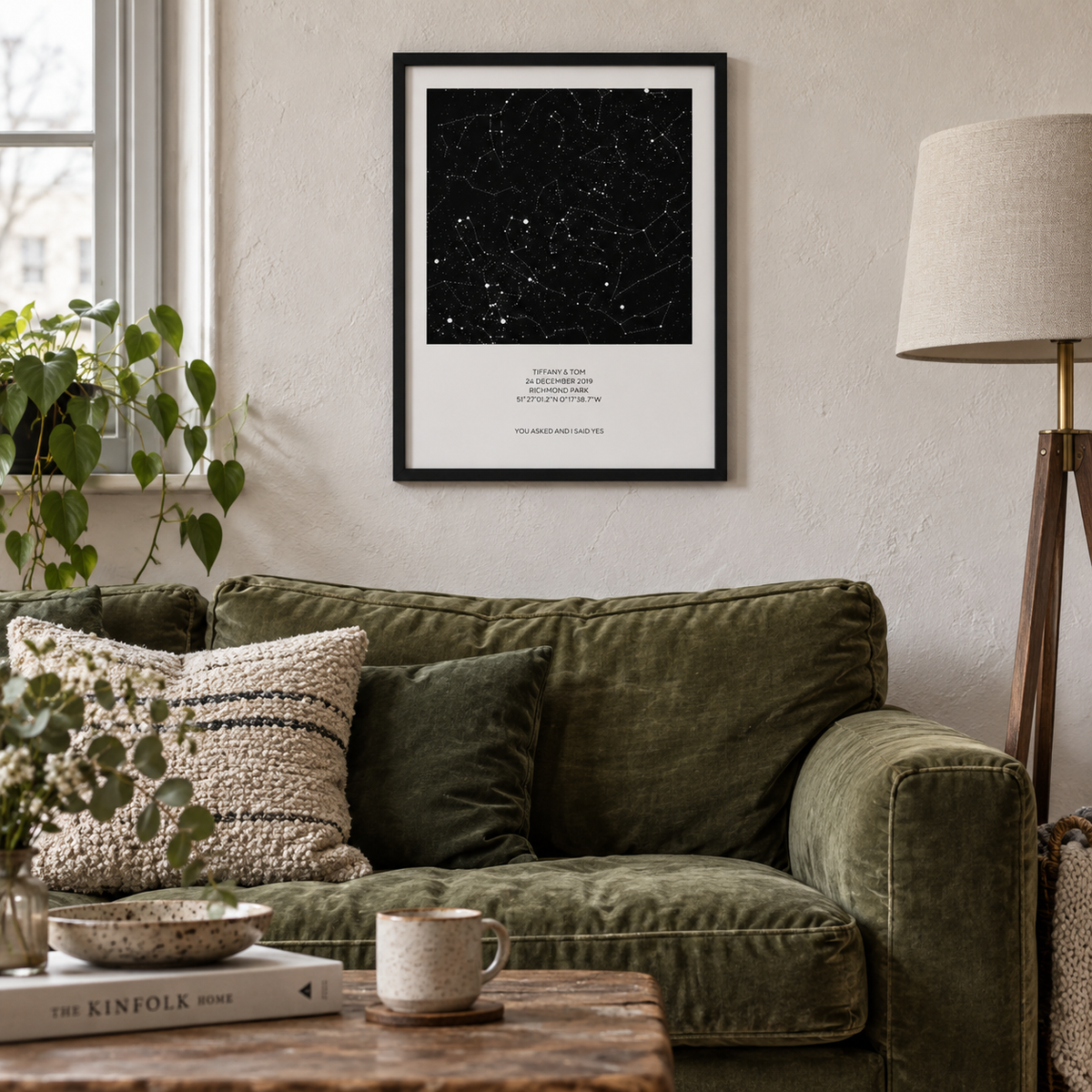 Personalised Night Sky Star Map Print — wider lifestyle view