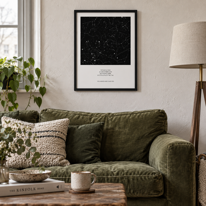 Personalised Night Sky Star Map Print — wider lifestyle view