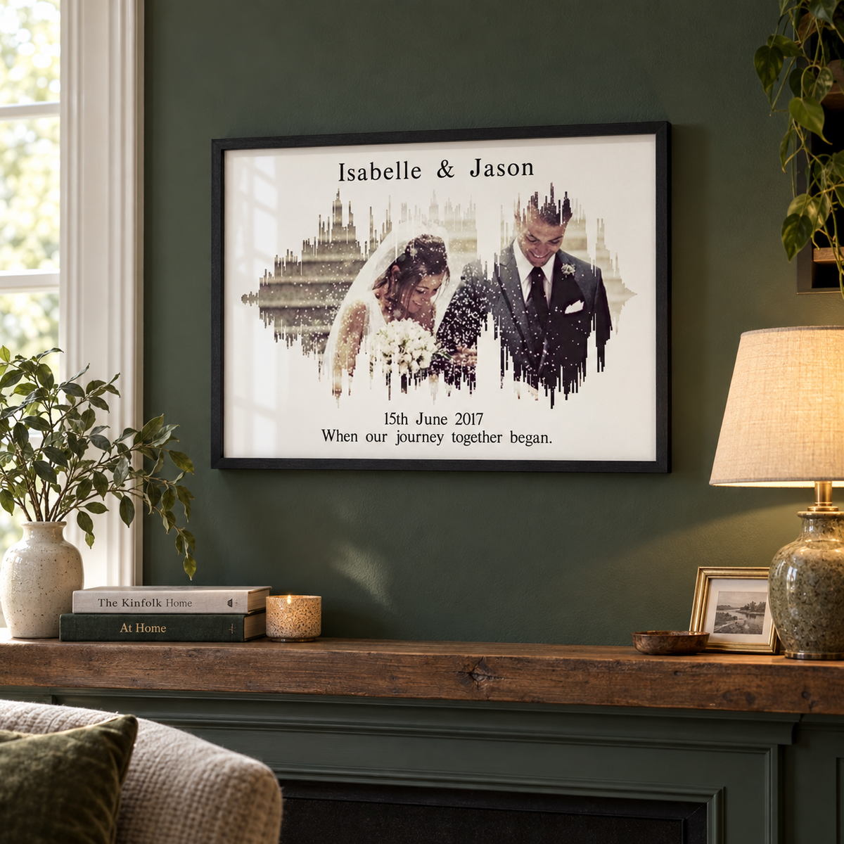 Personalised Photo Sound Wave Wedding Anniversary Print — wider lifestyle view