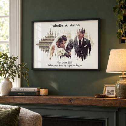 Personalised Photo Sound Wave Wedding Anniversary Print — wider lifestyle view