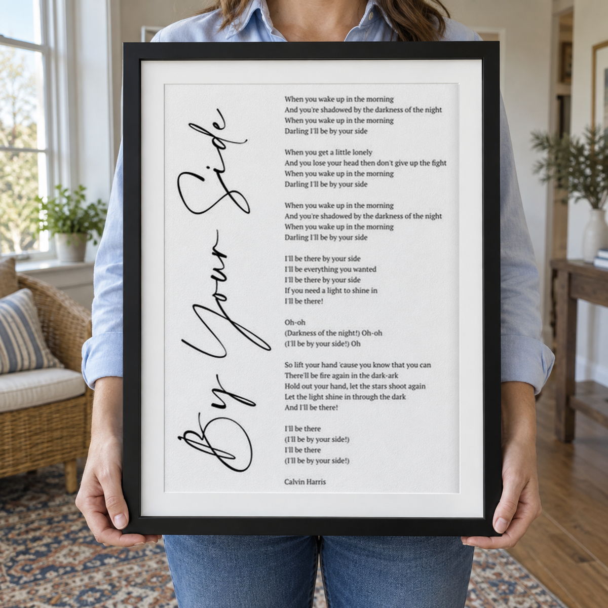 Personalised Song Lyrics Script Print — close lifestyle view