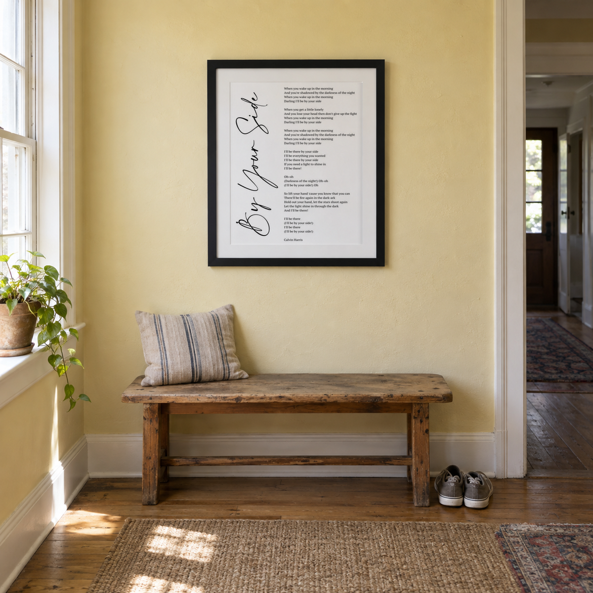 Personalised Song Lyrics Script Print — wider lifestyle view