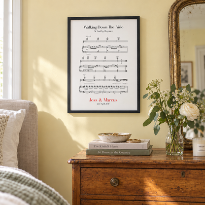 Personalised Walking Down The Aisle Music Sheet Notes Print — wider lifestyle view