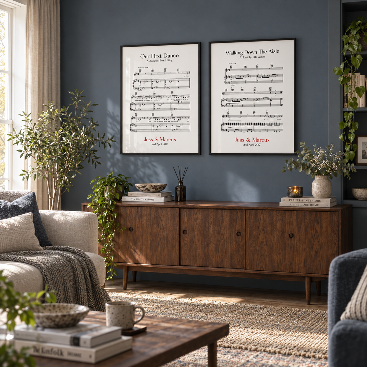 Personalised Wedding Day Sheet Music - Set Of 2 Prints — wider lifestyle view