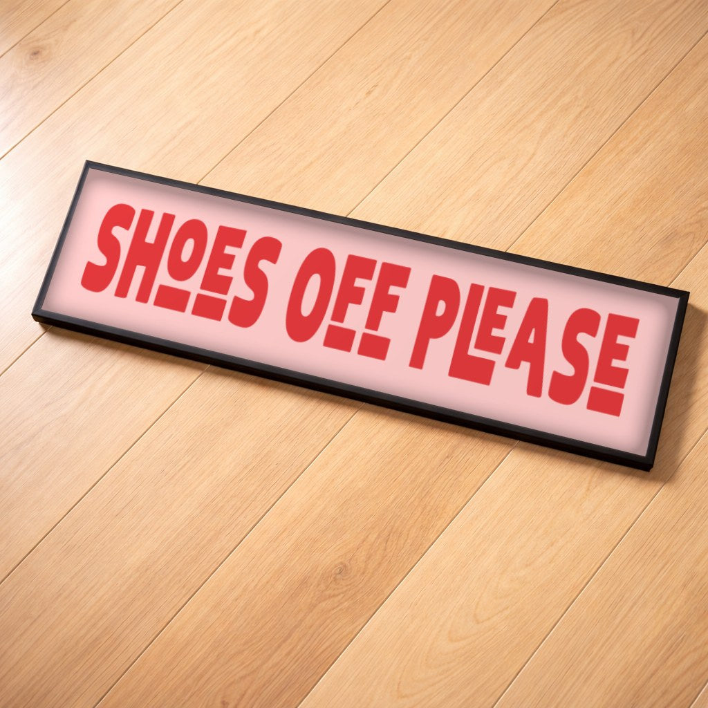 Shoes Off Please panoramic print, framed