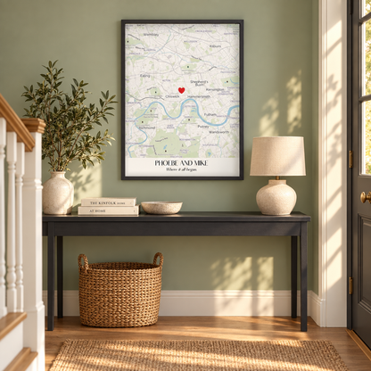 Personalised Special Place Map Print — wider lifestyle view